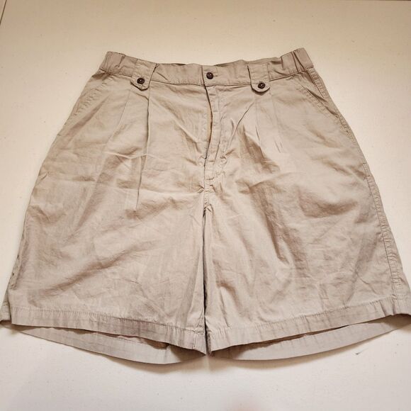Kuhl Shorts Womens Large Tan High Waist Pleated Front Vintage alf USA Made - Picture 1 of 8